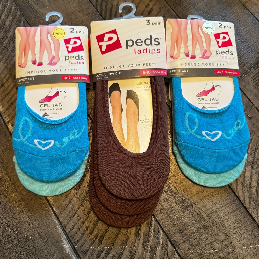 Peds Ultra Low Cut Liner Multicolor Invisible Non Slip Socks 3 Pack Sz 3-6‎ 5-10